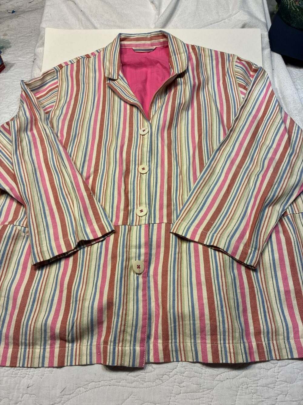 Gudrun Sjödén Esme Multicolored Striped Woven Cotton-Linen Jacket
